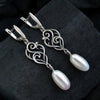 Elegant Hanging Pearl Earrings plated in 925 silver