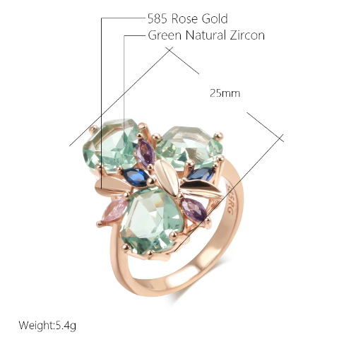 Aquamarine flower Set with 18K Rose Gold plating