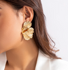 Gingko Biloba half leaf large 18 Karat Gold Plated earrings