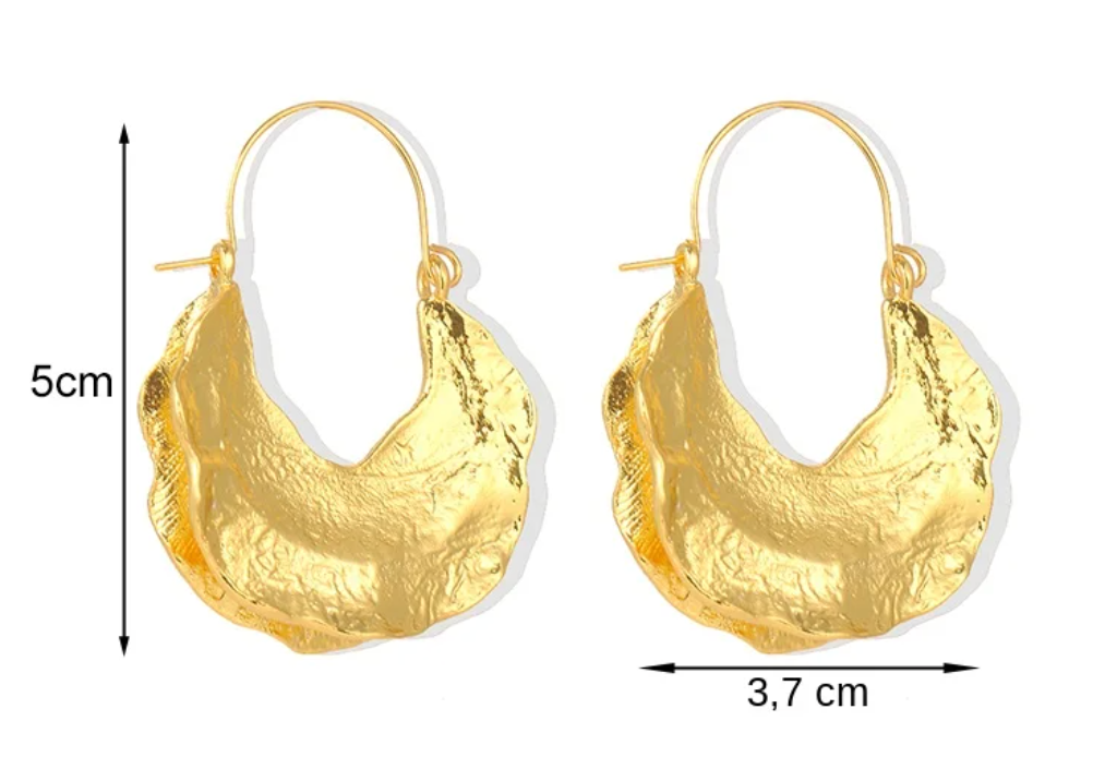 Large 18 Karat Gold Plated half pumpkin hoop earrings