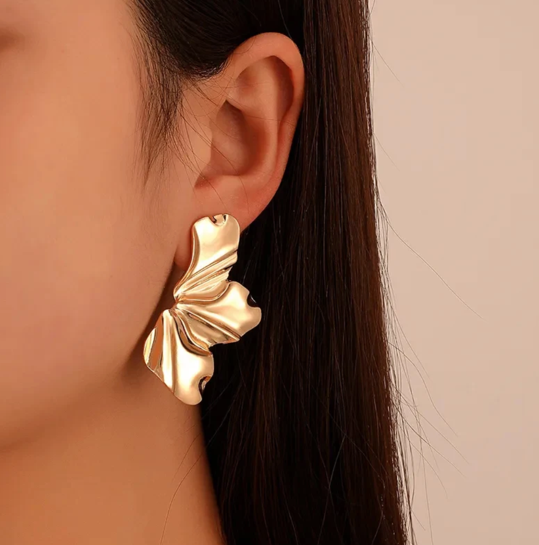 18 Karat Gold Plated Half Flower Earrings