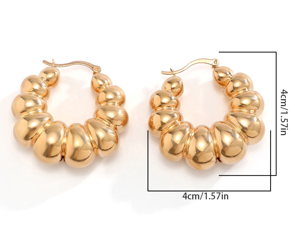 18 Karat Gold Plated Hoop earrings with Popcorn style