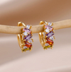 18 Karat multicoloured Gold Plated hoop earrings with space crystals