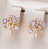 18 Karat Gold Plated Tree of Life multicoloured button earrings