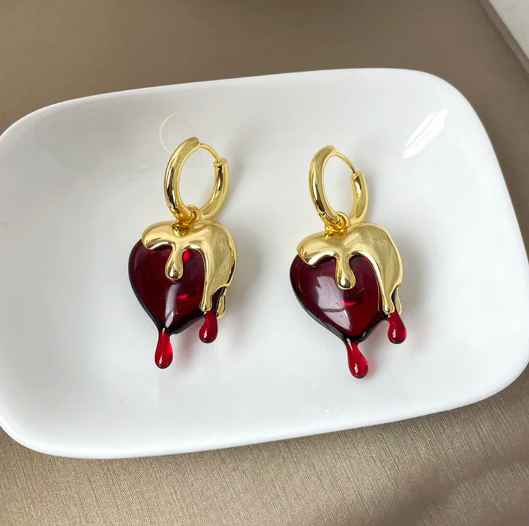 Very Small 18 Karat Gold Plated hoop earrings in cherry shape