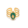 18 Karat Royal Gold Plated Ring with Malachite