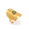 18 Karat Gold Plated Mayan Style ring with jade