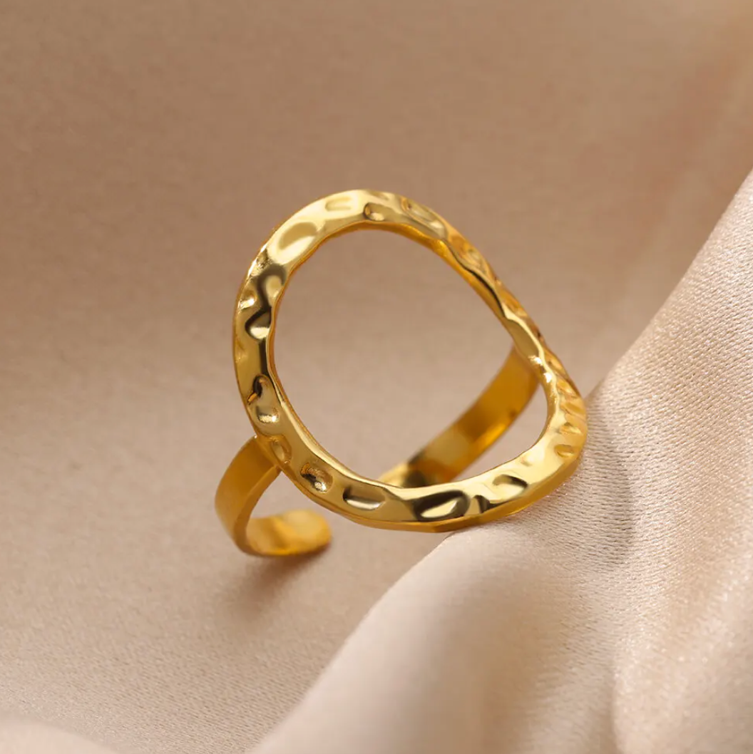 18 Karat Gold Plated ring with Large Circle