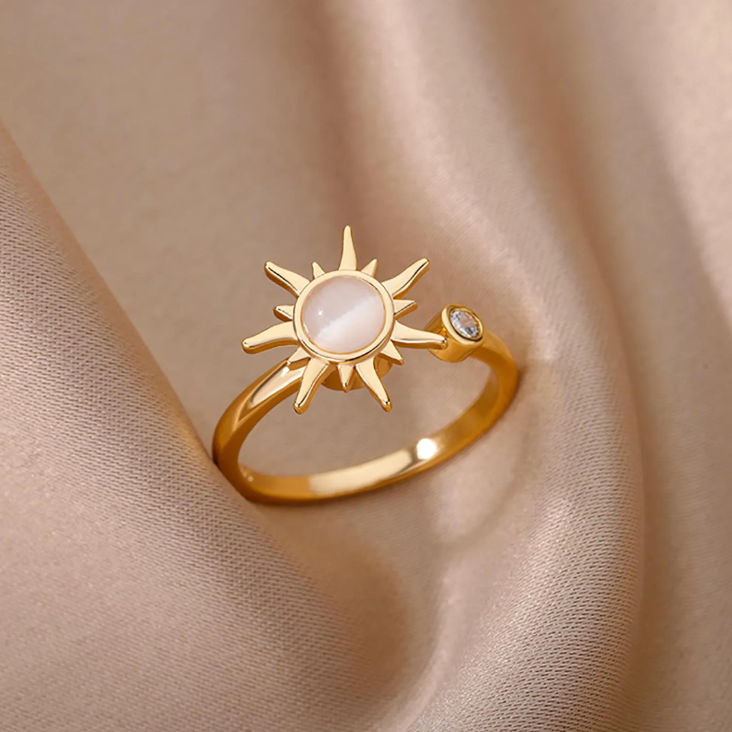 18 Karat Gold Plated moonstone ring