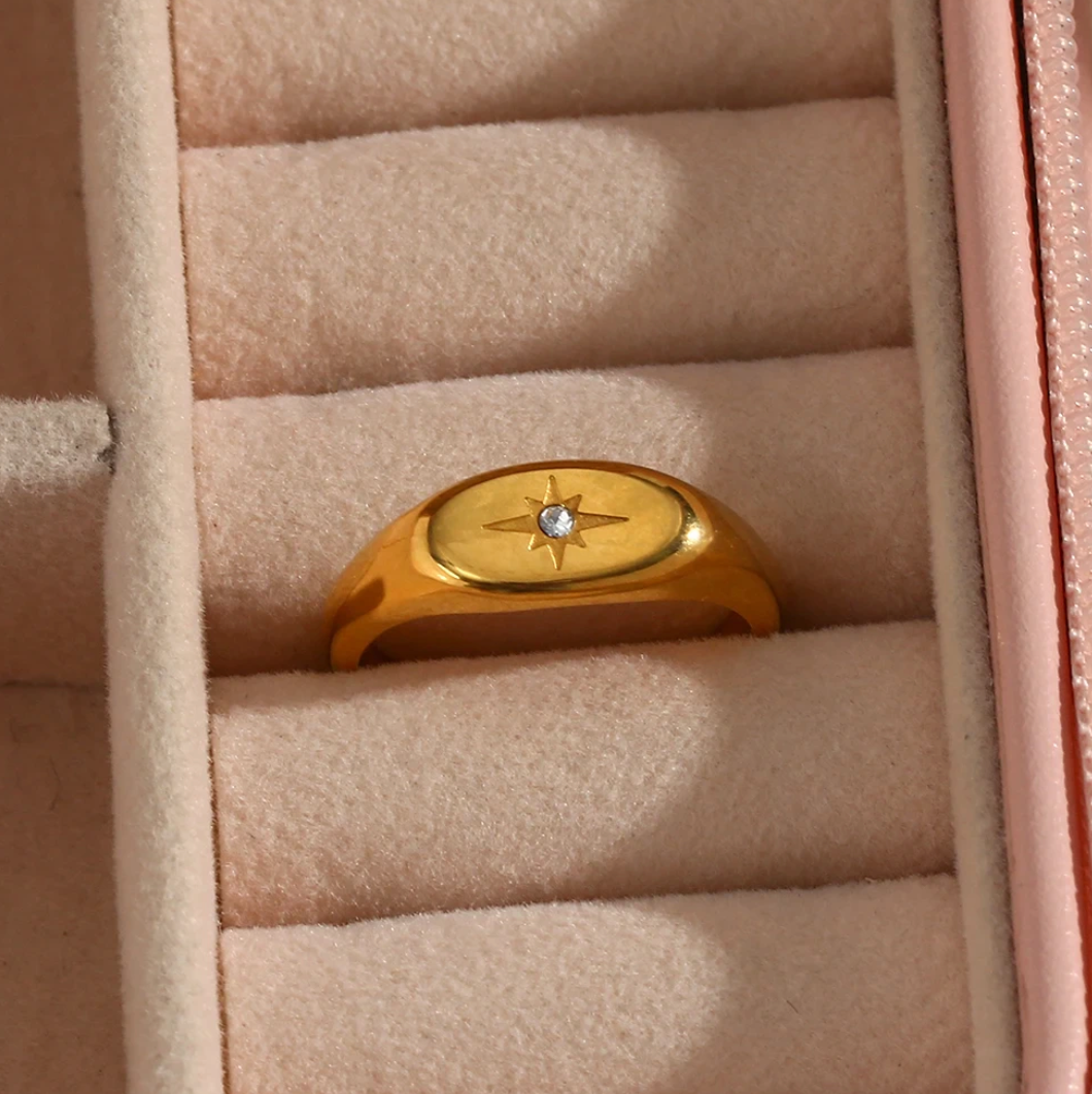 18 Karat Gold Plated pole star ring