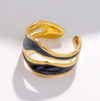 18 Karat Gold Plated Black antique ceramic ring