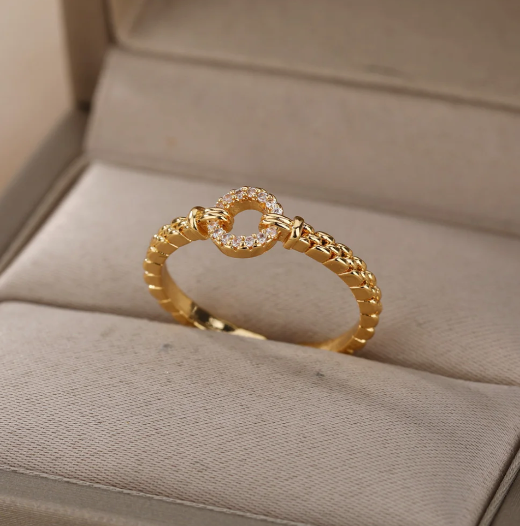 18 Karat Gold Plated Eternal Circle with Zirconia Ring