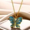 18 Karat Gold Plated Blue Butterfly Enamelled Necklace