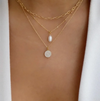 Triple 18 Karat Gold Plated necklace with chain, pearl and circle