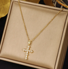 18 Karat Gold Plated necklace with small cross in the shape of diamonds