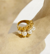 18 Karat Gold Plated ring with pearls design