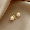 Minimalist pearl earrings with 18K Gold plating