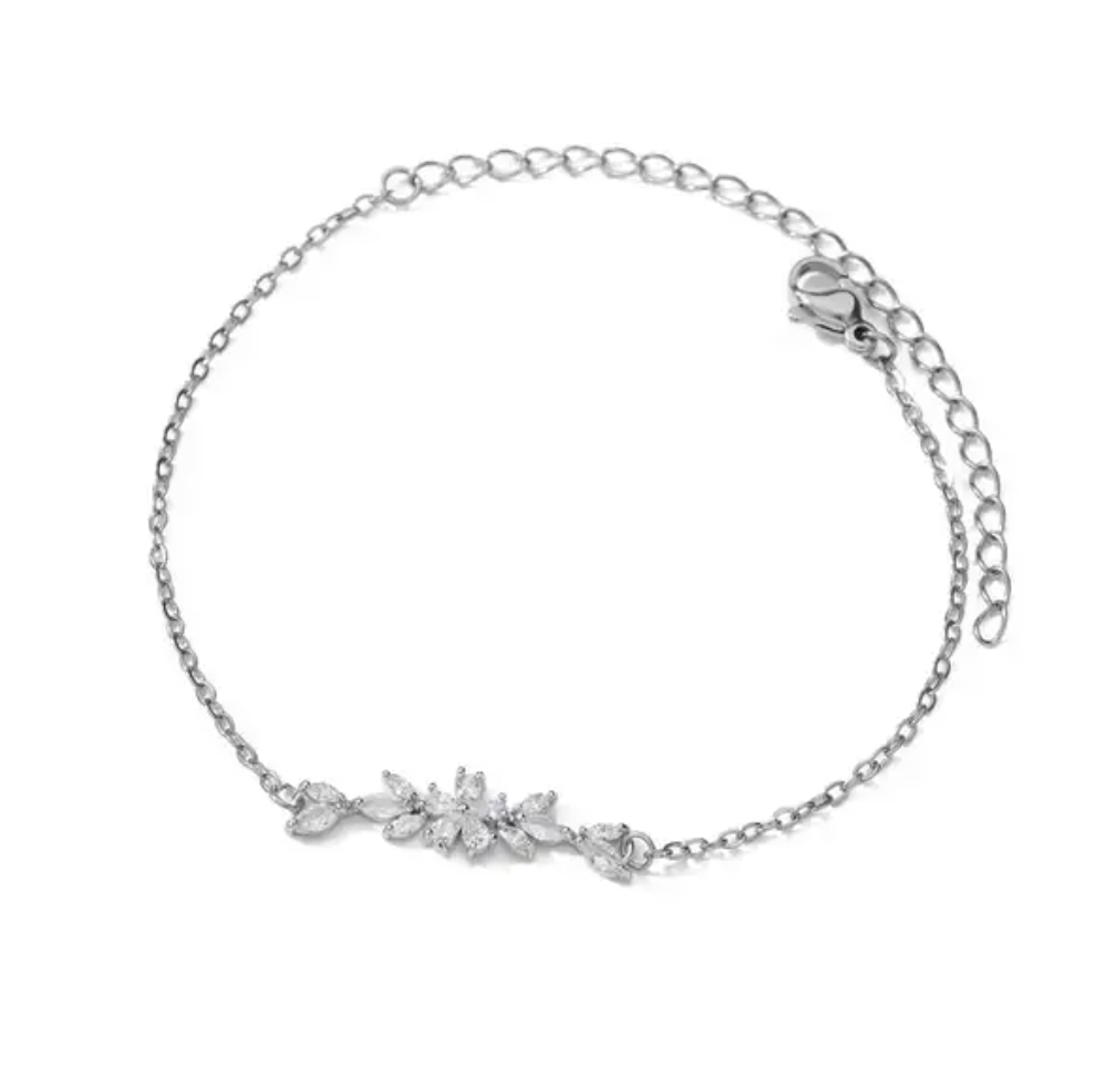 Love flower bracelet with zircons in 925 Sterling Silver