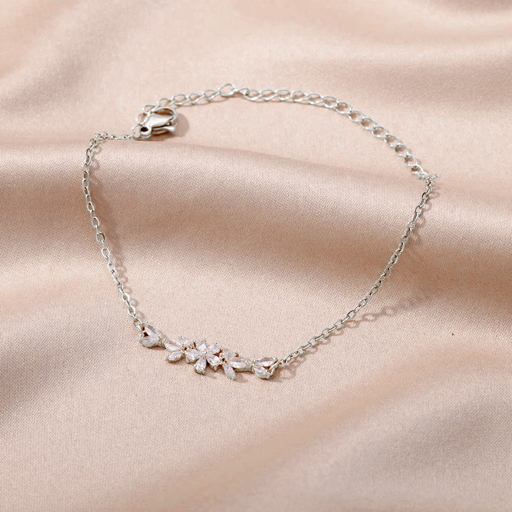 Love flower bracelet with zircons in 925 Sterling Silver