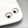 925 sterling silver plated Dark Heart earrings in hypoallergenic stainless steel with black enamel