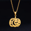 Hypoallergenic steel Pumpkin Halloween pendant with 18K gold plating