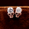 18K rose gold plated hypoallergenic steel skull in love earrings with zirconia for halloween