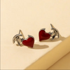 Vampire heart earrings with red enamel and hypoallergenic stainless steel