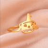 18K gold plated hypoallergenic steel pumpkin ring for halloween