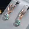 18K Rose Gold Plating Aquamarine Zirconia Dangling Hoops Earrings