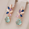 18K Rose Gold Aquamarine Leaf Earrings