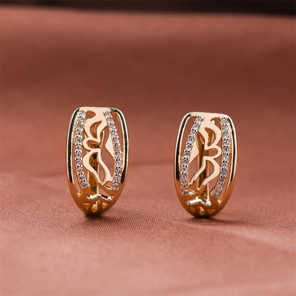 18K Rose Gold Elegant Unique Earrings