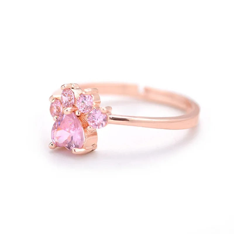 18K Rose Gold Kitten Paw Print Ring