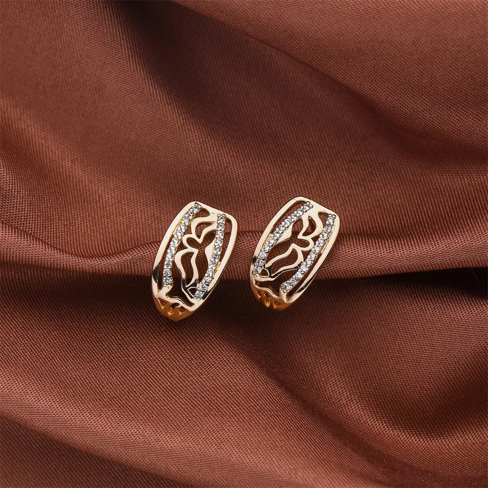 18K Rose Gold Elegant Unique Earrings