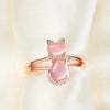 18K Rose Gold Plated Quartz Cat Ring