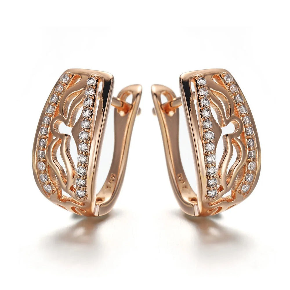 18K Rose Gold Elegant Unique Earrings