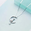 Hypoallergenic stainless steel kitten on the moon necklace with 925 sterling silver plating