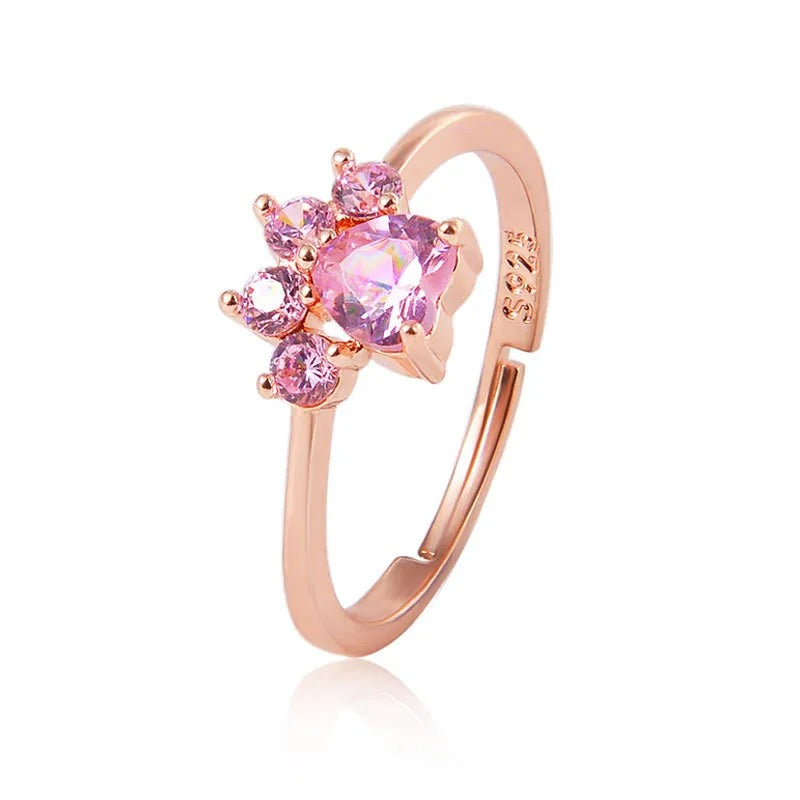 18K Rose Gold Kitten Paw Print Ring