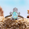 Adjustable 925 Silver and Opal Tortoise Ring