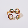 Adjustable 18K Gold Plated beaded ring with zirconia stones