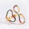 18K Gold Plated Heart adjustable ring with coloured cubic zirconia stones