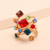 Adjustable 18K Gold Plated ring with coloured zirconia stones