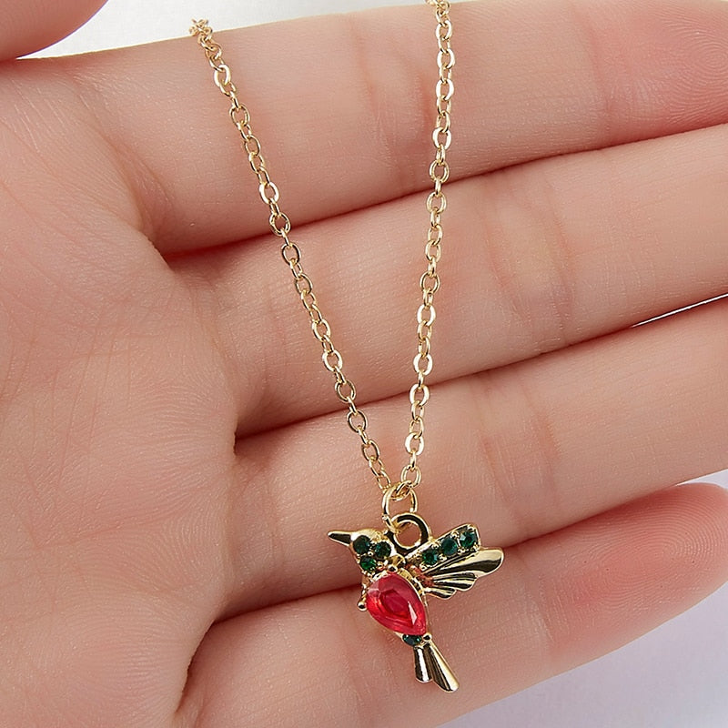 Hummingbird Dainty Necklace - Hand Painted