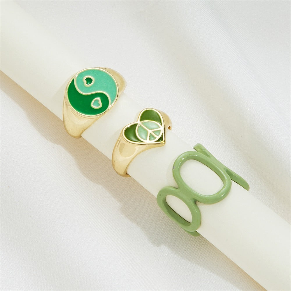 Exclusive set of 6 hand-enamelled luxury rings