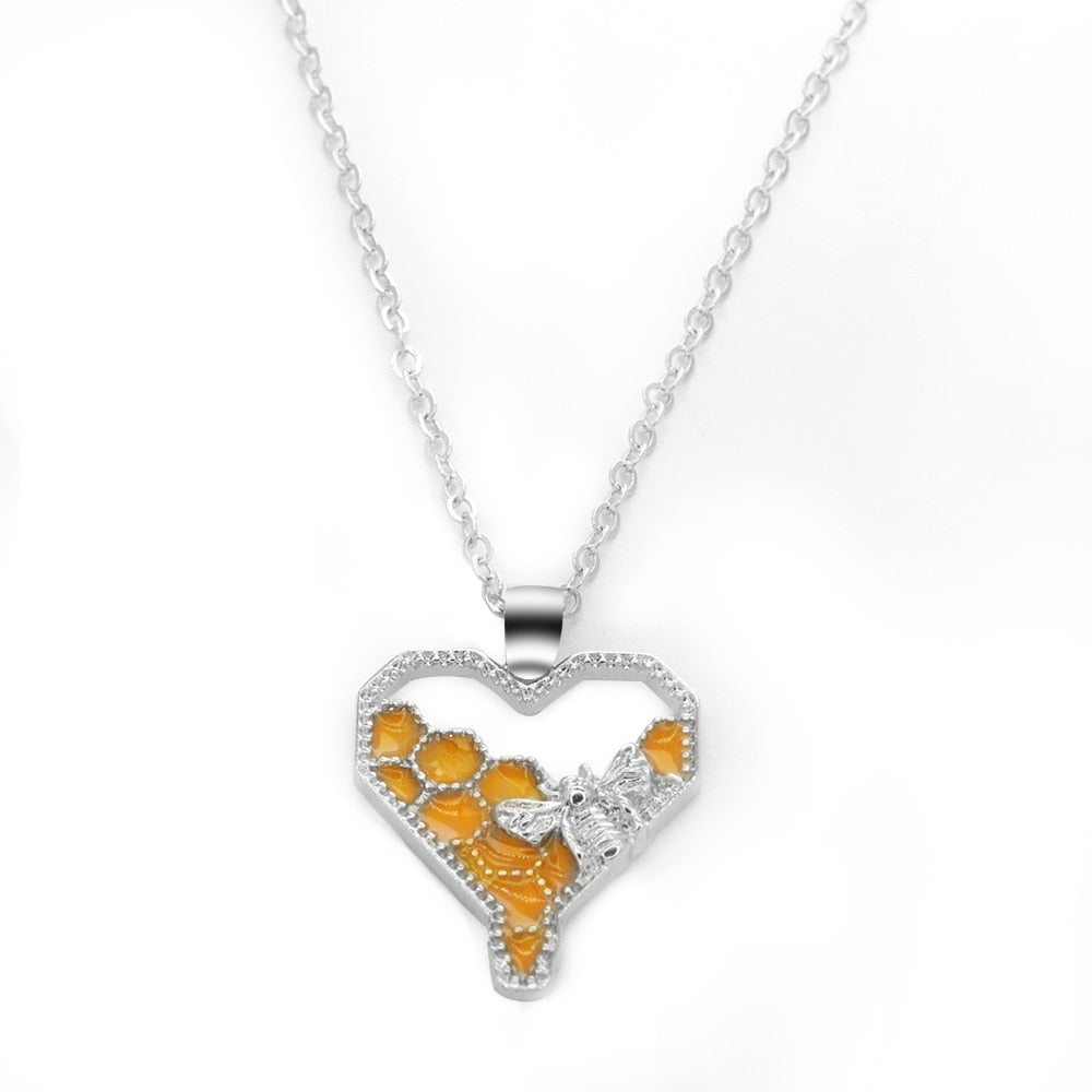 Mayan Bee Mellow Heart Necklace