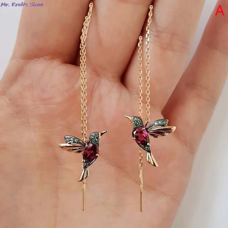 Hummingbird Dainty Earrings - Hand Painted