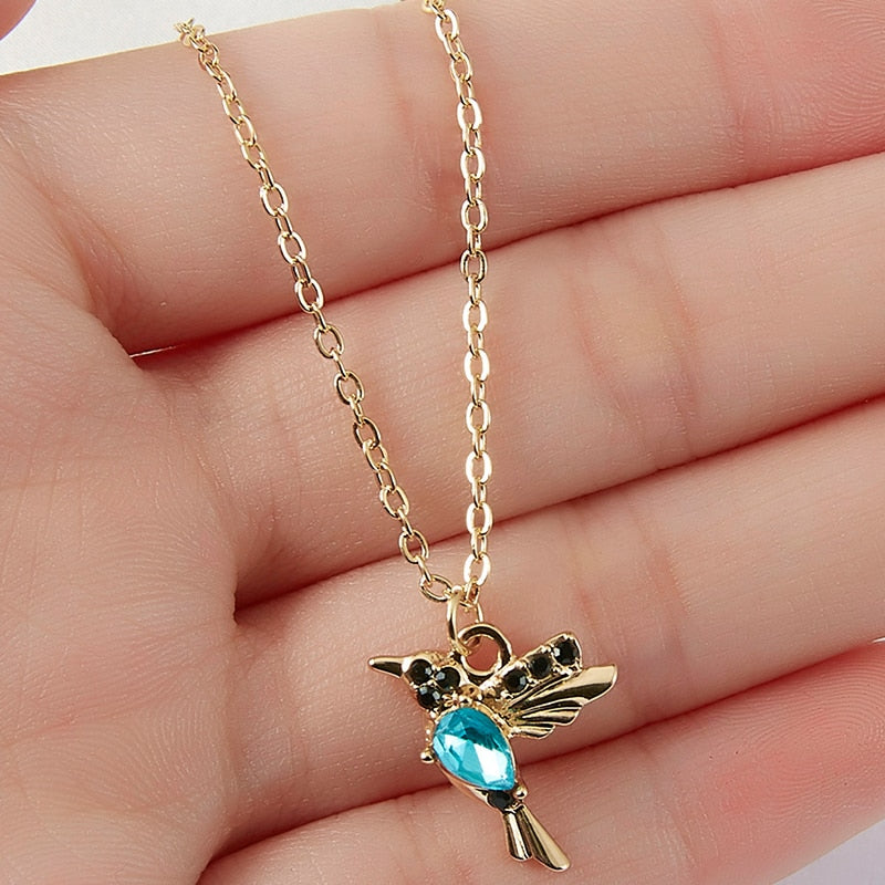 Hummingbird Dainty Necklace - Hand Painted