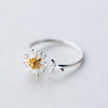 Adjustable 925 Sterling Silver hand-painted Daisy Ring