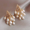 Handmade natural pearl earrings in bunch-shaped