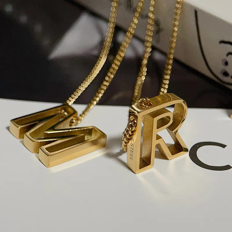 18K Gold Plated Initial Necklace with unique letters