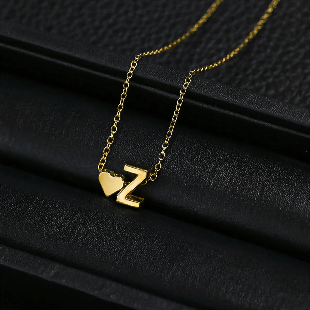 18K Gold Plated Fashion Tiny Heart Dainty Initial Necklace